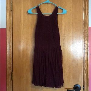 Burgundy velvet lace dress
